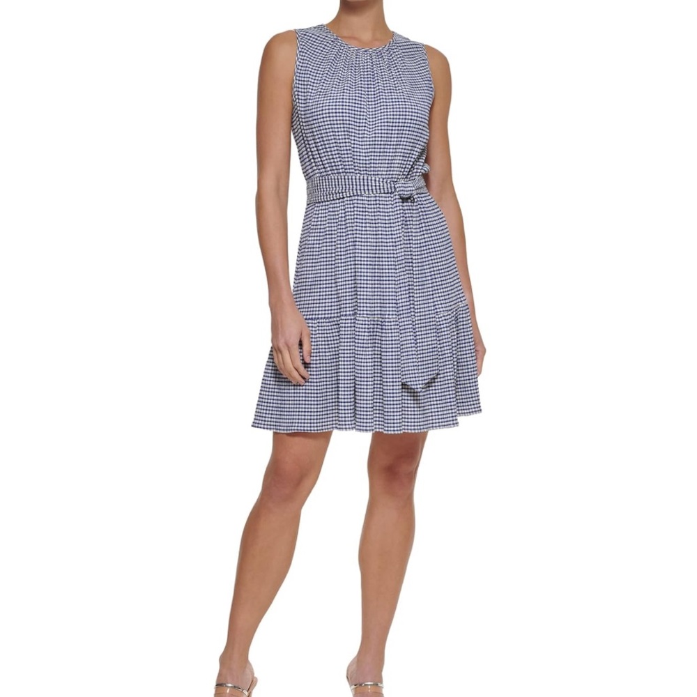 DKNY Blue and White Checkered Dress